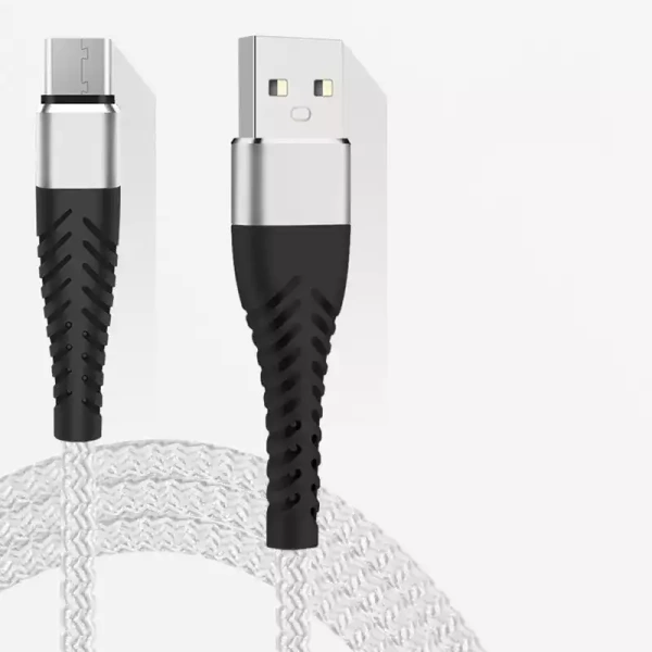 Cable en nylon à charge rapide de type Micro USB Blanc