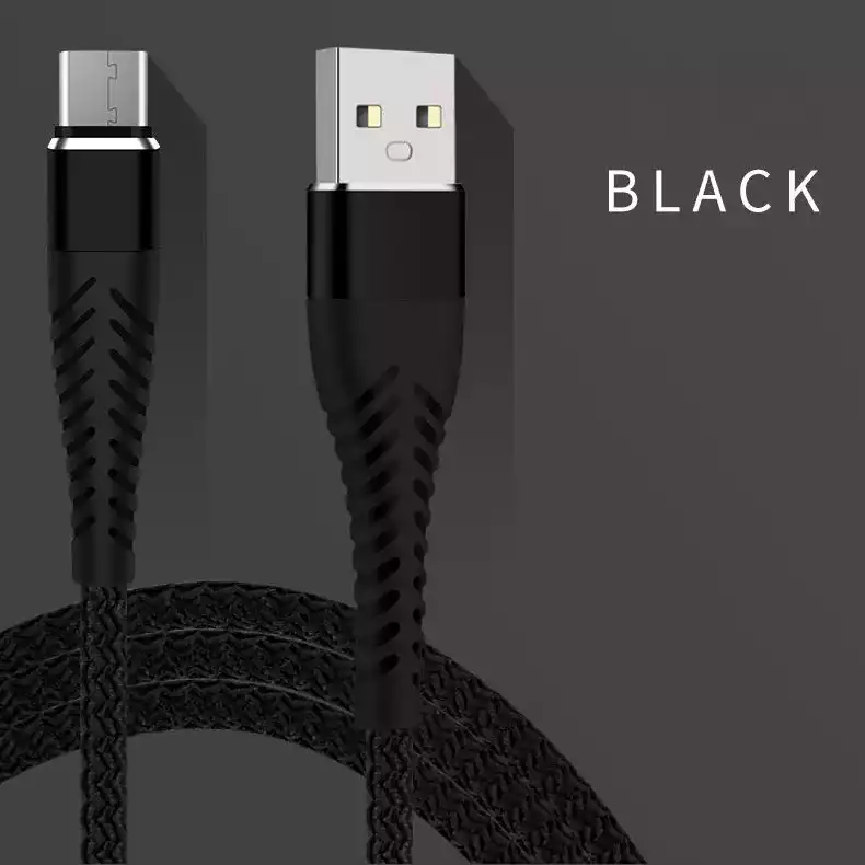 Cable en nylon à charge rapide de type C Noir