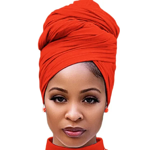Turban en coton extensible Rouge pour femmes.
