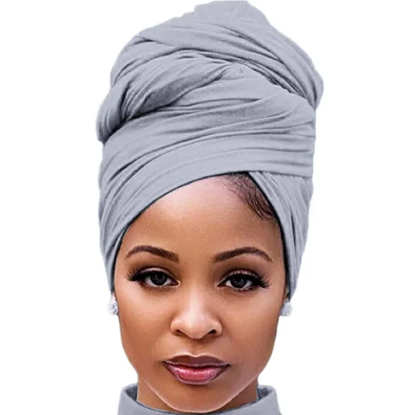 Turban en coton extensible Gris pour femmes.