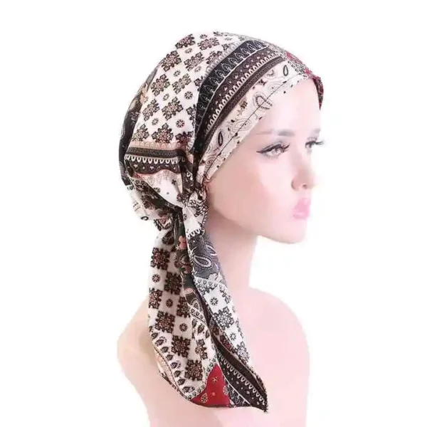 Long foulard à motif coloré en coton pour femme.