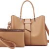 Ensemble de sac à main tendance 2 en 1 de couleur brun pour femme.