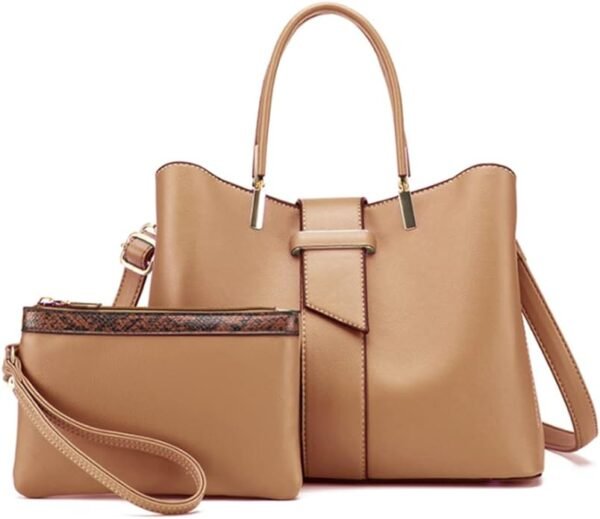 Ensemble de sac à main tendance 2 en 1 de couleur brun pour femme.