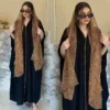 Abaya noire en mousseline de soie style marocain + écharpe.