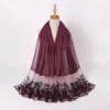 Chale-hijab en dentelle brodé pour femme